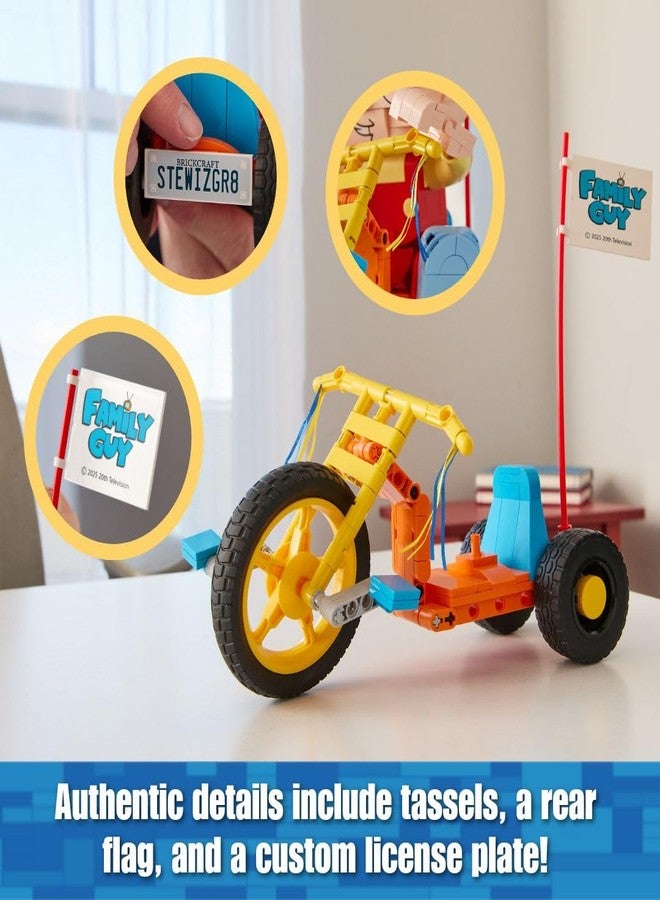 Brickcraft Family Guy Stewie on Trike Building Kit, 429 Piece Construction Set, Collectible Figure & TV Show Memorabilia Gift for Fans,Kids and Adult Builders Ages 8+ for Display on Desk Shelf or Room - Image 5